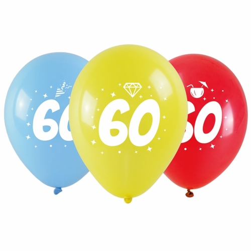 Balloons with Number 60 Print 3 pcs